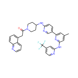 Cc1cc(Nc2cc(C(F)(F)F)ccn2)nc(-c2ccc(NC3CCN(C(=O)Cc4cccc5ncccc45)CC3)nc2)c1 ZINC001772613734