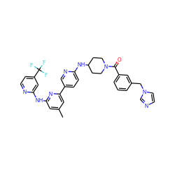 Cc1cc(Nc2cc(C(F)(F)F)ccn2)nc(-c2ccc(NC3CCN(C(=O)c4cccc(Cn5ccnc5)c4)CC3)nc2)c1 ZINC001772623334