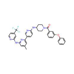 Cc1cc(Nc2cc(C(F)(F)F)ccn2)nc(-c2ccc(NC3CCN(C(=O)c4cccc(Oc5ccccc5)c4)CC3)nc2)c1 ZINC001772636635