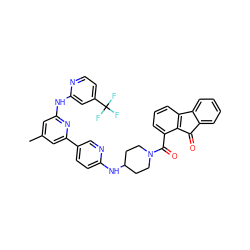 Cc1cc(Nc2cc(C(F)(F)F)ccn2)nc(-c2ccc(NC3CCN(C(=O)c4cccc5c4C(=O)c4ccccc4-5)CC3)nc2)c1 ZINC001772618091