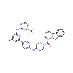 Cc1cc(Nc2cc(C(F)(F)F)ccn2)nc(-c2ccc(NC3CCN(C(=O)c4cccc5c4Cc4ccccc4-5)CC3)nc2)c1 ZINC001772584904