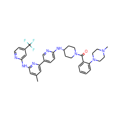 Cc1cc(Nc2cc(C(F)(F)F)ccn2)nc(-c2ccc(NC3CCN(C(=O)c4ccccc4N4CCN(C)CC4)CC3)nc2)c1 ZINC001772651418