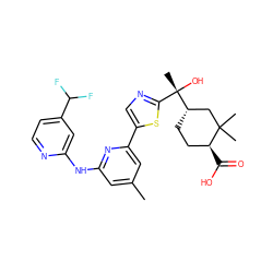 Cc1cc(Nc2cc(C(F)F)ccn2)nc(-c2cnc([C@](C)(O)[C@H]3CC[C@H](C(=O)O)C(C)(C)C3)s2)c1 ZINC000223374267