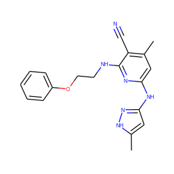 Cc1cc(Nc2cc(C)c(C#N)c(NCCOc3ccccc3)n2)n[nH]1 ZINC000116698709