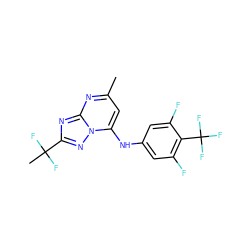 Cc1cc(Nc2cc(F)c(C(F)(F)F)c(F)c2)n2nc(C(C)(F)F)nc2n1 ZINC000116843897