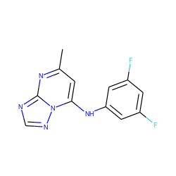 Cc1cc(Nc2cc(F)cc(F)c2)n2ncnc2n1 ZINC000040423702