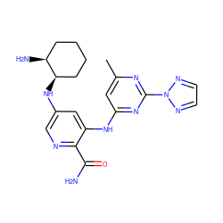 Cc1cc(Nc2cc(N[C@@H]3CCCC[C@@H]3N)cnc2C(N)=O)nc(-n2nccn2)n1 ZINC000299862752