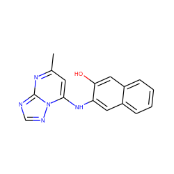 Cc1cc(Nc2cc3ccccc3cc2O)n2ncnc2n1 ZINC000000267589