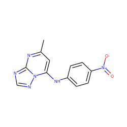 Cc1cc(Nc2ccc([N+](=O)[O-])cc2)n2ncnc2n1 ZINC000004897945