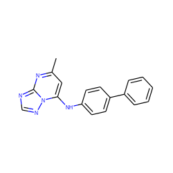 Cc1cc(Nc2ccc(-c3ccccc3)cc2)n2ncnc2n1 ZINC000040951266