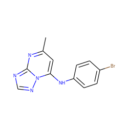 Cc1cc(Nc2ccc(Br)cc2)n2ncnc2n1 ZINC000001242850