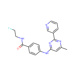 Cc1cc(Nc2ccc(C(=O)NCCF)cc2)nc(-c2cccnc2)n1 ZINC000221583846