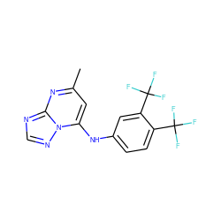 Cc1cc(Nc2ccc(C(F)(F)F)c(C(F)(F)F)c2)n2ncnc2n1 ZINC000071281303