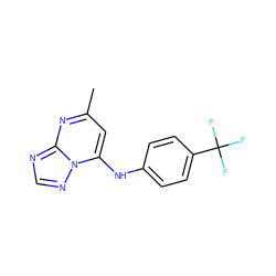 Cc1cc(Nc2ccc(C(F)(F)F)cc2)n2ncnc2n1 ZINC000040423124