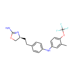 Cc1cc(Nc2ccc(CC[C@H]3COC(N)=N3)cc2)ccc1OC(F)(F)F ZINC000169701156