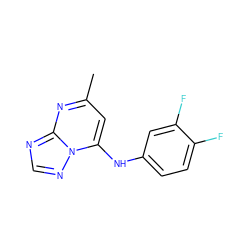 Cc1cc(Nc2ccc(F)c(F)c2)n2ncnc2n1 ZINC000035310961