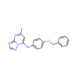 Cc1cc(Nc2ccc(OCc3ccccc3)cc2)n2ncnc2n1 ZINC000001326786