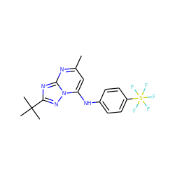 Cc1cc(Nc2ccc(S(F)(F)(F)(F)F)cc2)n2nc(C(C)(C)C)nc2n1 ZINC000073313856