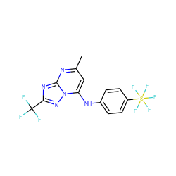 Cc1cc(Nc2ccc(S(F)(F)(F)(F)F)cc2)n2nc(C(F)(F)F)nc2n1 ZINC000073311875