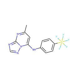 Cc1cc(Nc2ccc(S(F)(F)(F)(F)F)cc2)n2ncnc2n1 ZINC000071294851