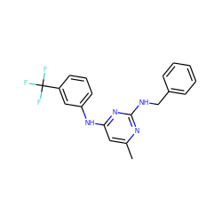 Cc1cc(Nc2cccc(C(F)(F)F)c2)nc(NCc2ccccc2)n1 ZINC000002312442