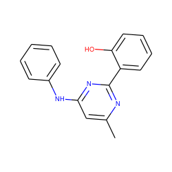 Cc1cc(Nc2ccccc2)nc(-c2ccccc2O)n1 ZINC000013126420