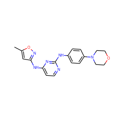 Cc1cc(Nc2ccnc(Nc3ccc(N4CCOCC4)cc3)n2)no1 ZINC000203003669