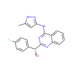 Cc1cc(Nc2nc([C@H](O)c3ccc(F)cc3)nc3ccccc23)n[nH]1 ZINC000095079935