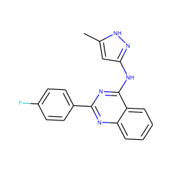 Cc1cc(Nc2nc(-c3ccc(F)cc3)nc3ccccc23)n[nH]1 ZINC000084596817