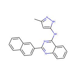 Cc1cc(Nc2nc(-c3ccc4ccccc4c3)nc3ccccc23)[nH]n1 ZINC000034043602