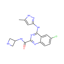 Cc1cc(Nc2nc(C(=O)NC3CNC3)nc3ccc(Cl)cc23)n[nH]1 ZINC001772632097