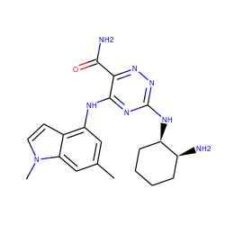 Cc1cc(Nc2nc(N[C@@H]3CCCC[C@@H]3N)nnc2C(N)=O)c2ccn(C)c2c1 ZINC000223202272