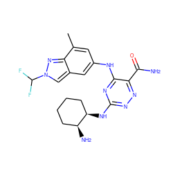 Cc1cc(Nc2nc(N[C@@H]3CCCC[C@@H]3N)nnc2C(N)=O)cc2cn(C(F)F)nc12 ZINC000205141596