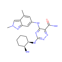 Cc1cc(Nc2nc(N[C@@H]3CCCC[C@@H]3N)nnc2C(N)=O)cc2nn(C)cc12 ZINC000223198364