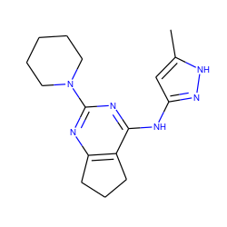 Cc1cc(Nc2nc(N3CCCCC3)nc3c2CCC3)n[nH]1 ZINC000299868925