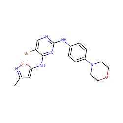 Cc1cc(Nc2nc(Nc3ccc(N4CCOCC4)cc3)ncc2Br)on1 ZINC000035997883