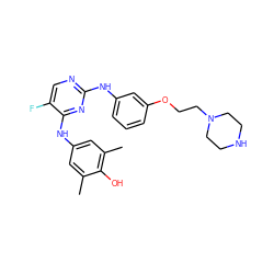 Cc1cc(Nc2nc(Nc3cccc(OCCN4CCNCC4)c3)ncc2F)cc(C)c1O ZINC000034631237