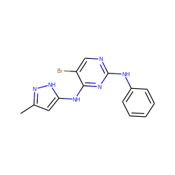 Cc1cc(Nc2nc(Nc3ccccc3)ncc2Br)[nH]n1 ZINC000035790117