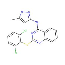 Cc1cc(Nc2nc(Sc3c(Cl)cccc3Cl)nc3ccccc23)n[nH]1 ZINC000034230826