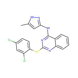 Cc1cc(Nc2nc(Sc3ccc(Cl)cc3Cl)nc3ccccc23)n[nH]1 ZINC000038397138