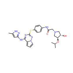 Cc1cc(Nc2nc(Sc3ccc(NC(=O)CN4C[C@H](O)[C@@H](OC(C)C)C4)cc3)nn3cccc23)n[nH]1 ZINC000072182333