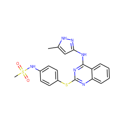 Cc1cc(Nc2nc(Sc3ccc(NS(C)(=O)=O)cc3)nc3ccccc23)n[nH]1 ZINC000034351078