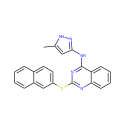 Cc1cc(Nc2nc(Sc3ccc4ccccc4c3)nc3ccccc23)n[nH]1 ZINC000034291703