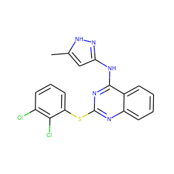 Cc1cc(Nc2nc(Sc3cccc(Cl)c3Cl)nc3ccccc23)n[nH]1 ZINC000034389391