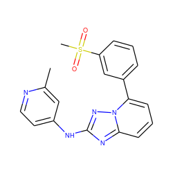 Cc1cc(Nc2nc3cccc(-c4cccc(S(C)(=O)=O)c4)n3n2)ccn1 ZINC000096282539