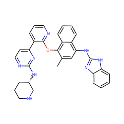 Cc1cc(Nc2nc3ccccc3[nH]2)c2ccccc2c1Oc1ncccc1-c1ccnc(N[C@H]2CCCNC2)n1 ZINC000299840113