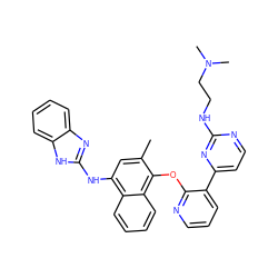 Cc1cc(Nc2nc3ccccc3[nH]2)c2ccccc2c1Oc1ncccc1-c1ccnc(NCCN(C)C)n1 ZINC000299836246