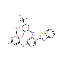 Cc1cc(Nc2ncc(-c3nc4ccccc4s3)c(N[C@H]3C[C@H](C(C)(C)O)[C@@H](O)[C@H]3O)n2)cc(C)n1 ZINC000299820391