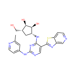 Cc1cc(Nc2ncc(-c3nc4cnccc4s3)c(N[C@@H]3C[C@H](CO)[C@@H](O)[C@H]3O)n2)ccn1 ZINC000473108238