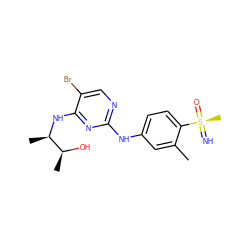 Cc1cc(Nc2ncc(Br)c(N[C@H](C)[C@H](C)O)n2)ccc1[S@@](C)(=N)=O ZINC000169694345